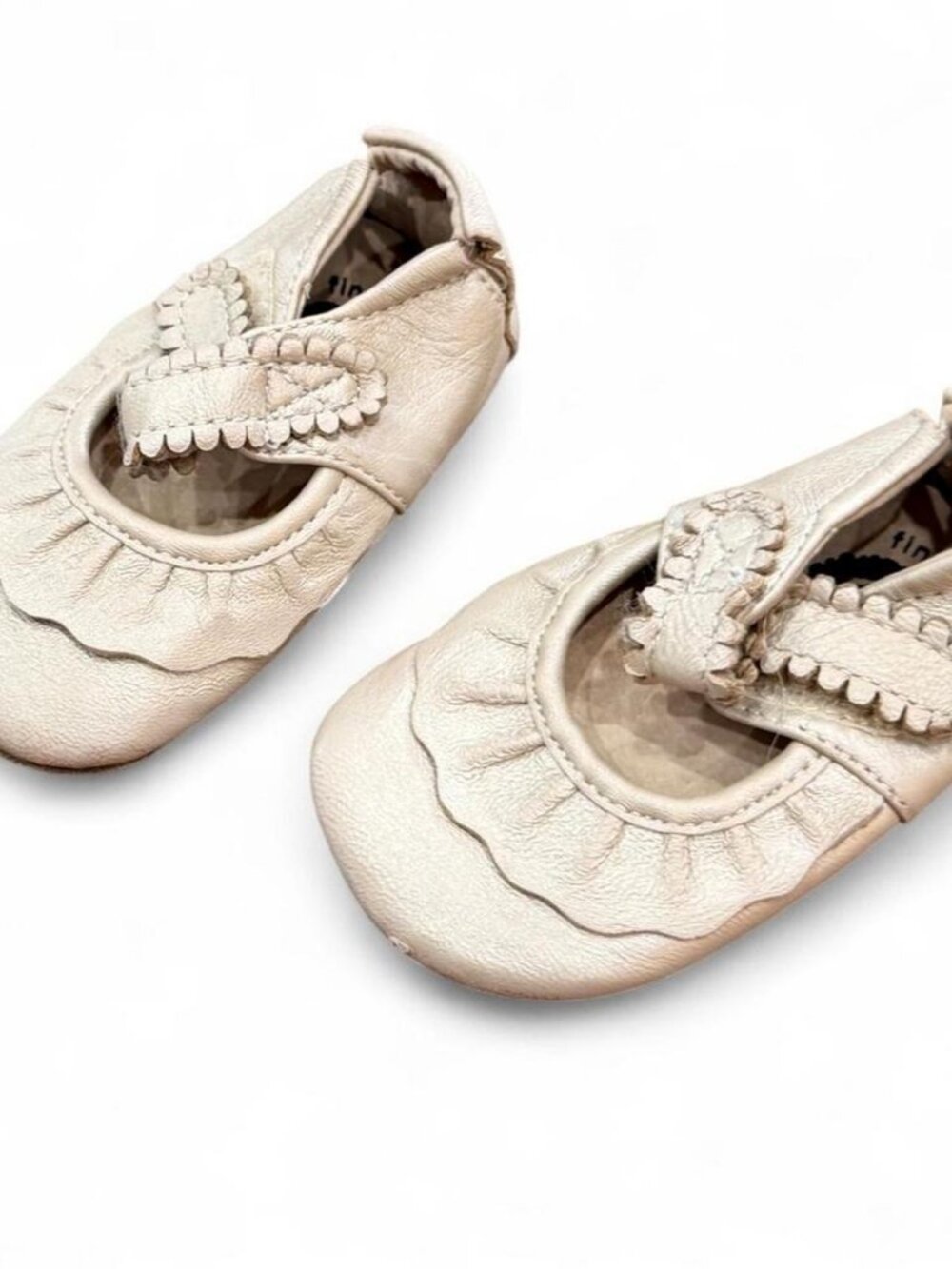 Girls' Cream and Gold First-shoes-baby-shoes